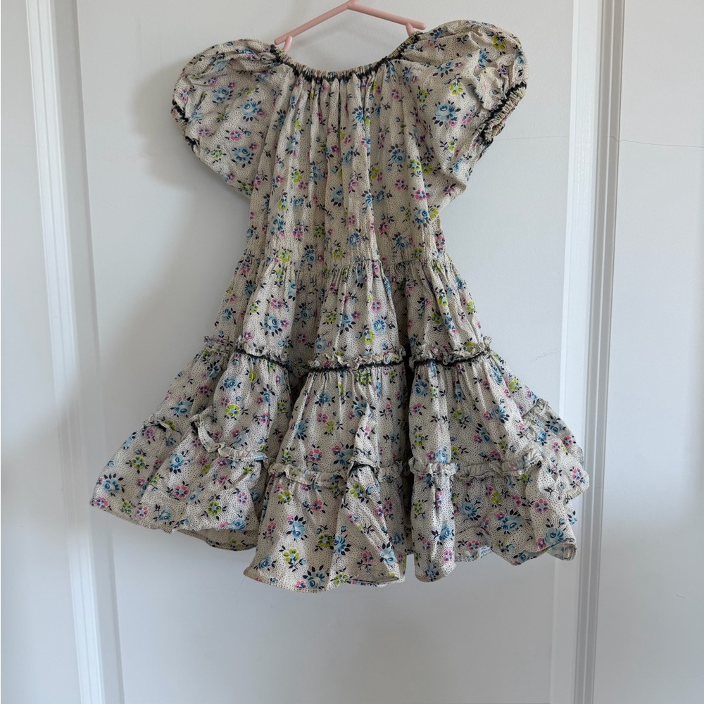 Vintage Charming Floral Puff Sleeve Kids Dress